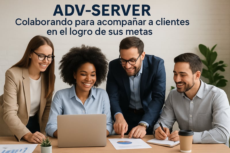Equipo de adv-server colaborando para acompañar a clientes en el logro de sus metas Equipo de adv-server colaborando para acompañar a clientes en el logro de sus metas