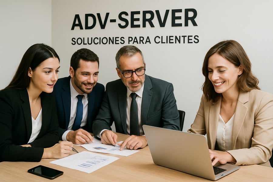 Equipo de adv-server trabajando en soluciones para clientes Equipo de adv-server trabajando en soluciones para clientes