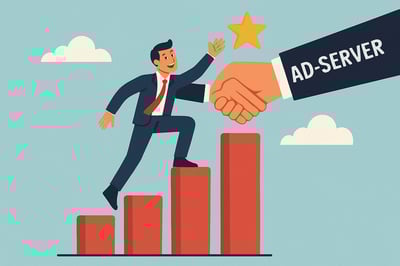 Persona alcanzando una meta con ayuda de adv-server Persona alcanzando una meta con ayuda de adv-server