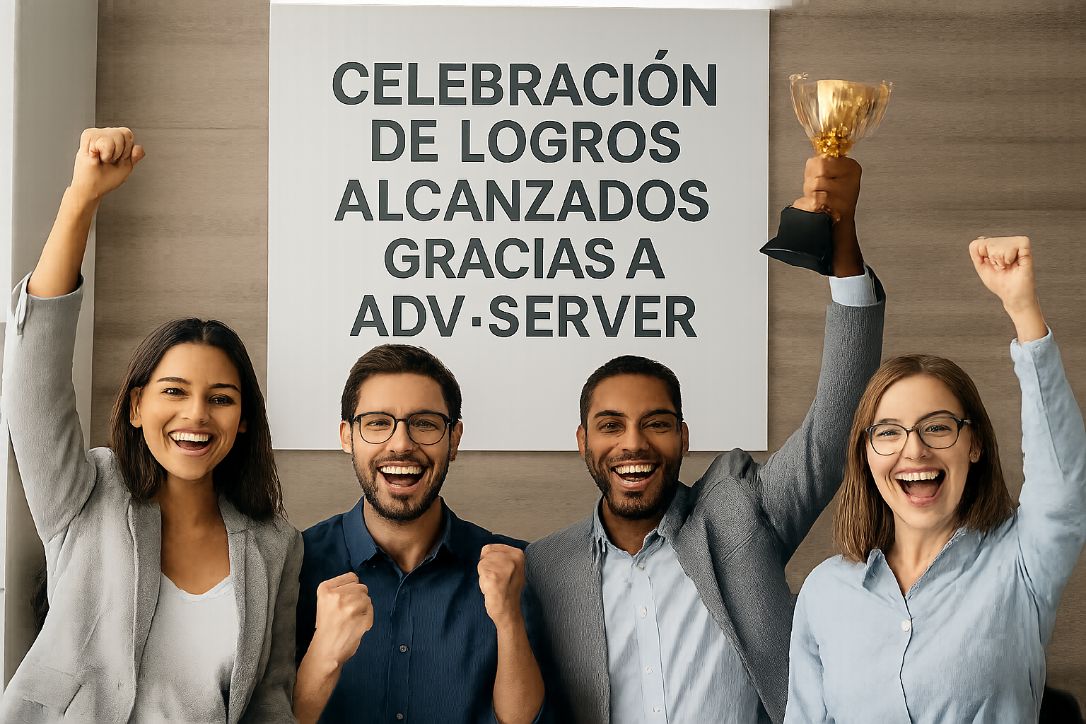 Celebración de logros alcanzados gracias a adv-server